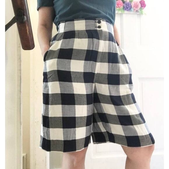 NWT VTG KATHRYN DEENE Ribcage Rise Wide Leg Buffalo Plaid Gaucho Shorts SZ 10 - Picture 12 of 12